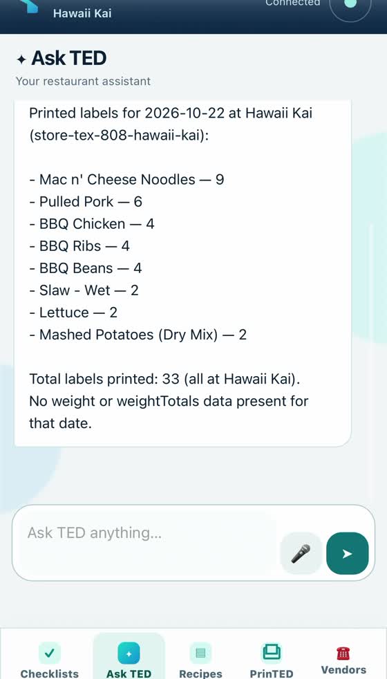 Ask TED answer listing labels printed yesterday