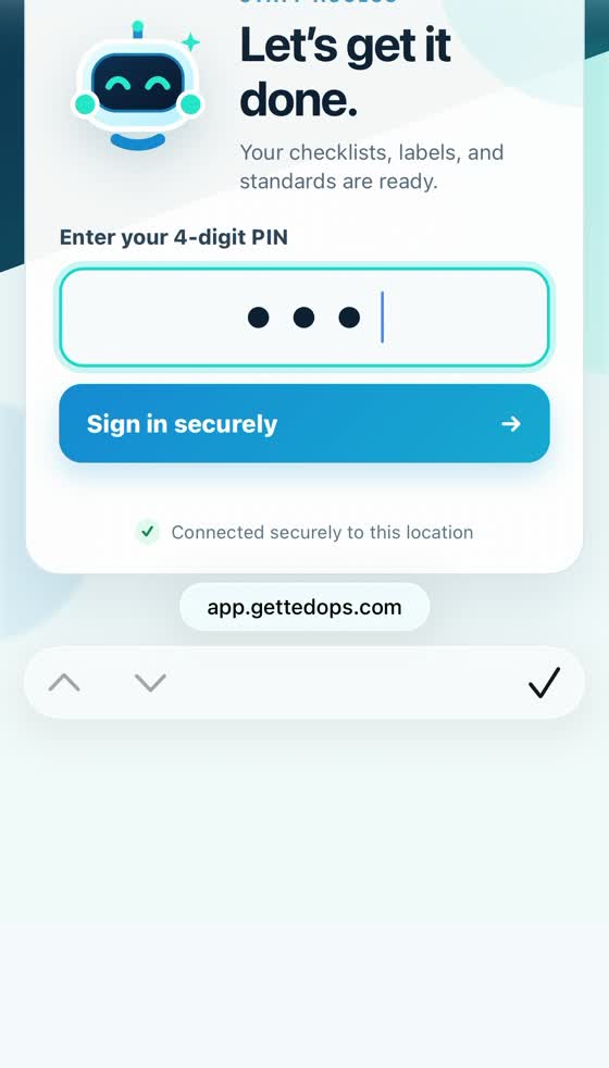 TED four-digit PIN access screen